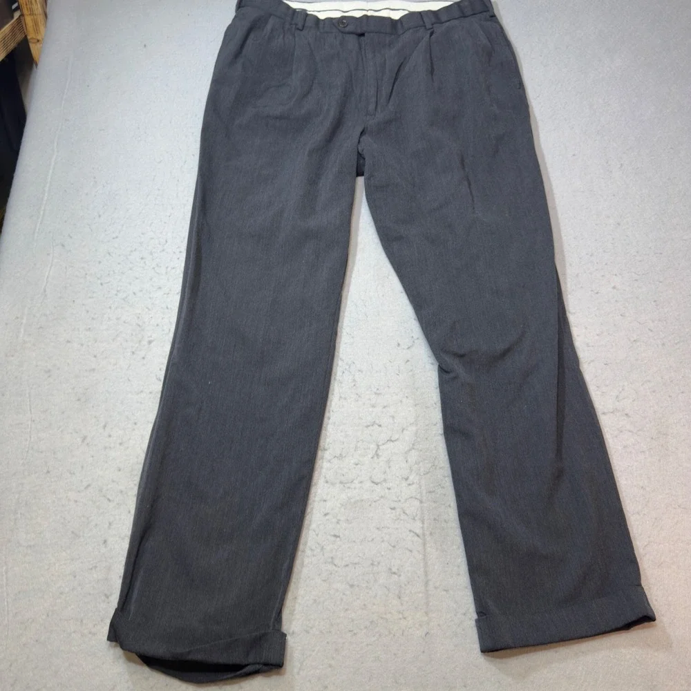 Brooks Brothers Dress Pants Men 38x32 Gray Good 1818 Madison Pleated Wool Cuffed